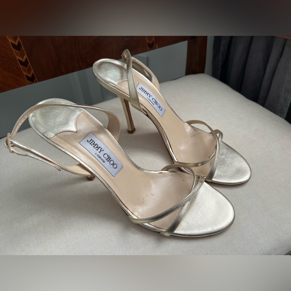 Jimmy Choo gold strappy sandals sz 41.5